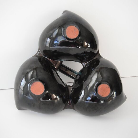 Blue Mountain Pottery Triple Sectioned Serving Dish with Handle Green/Black - Picture 5 of 7